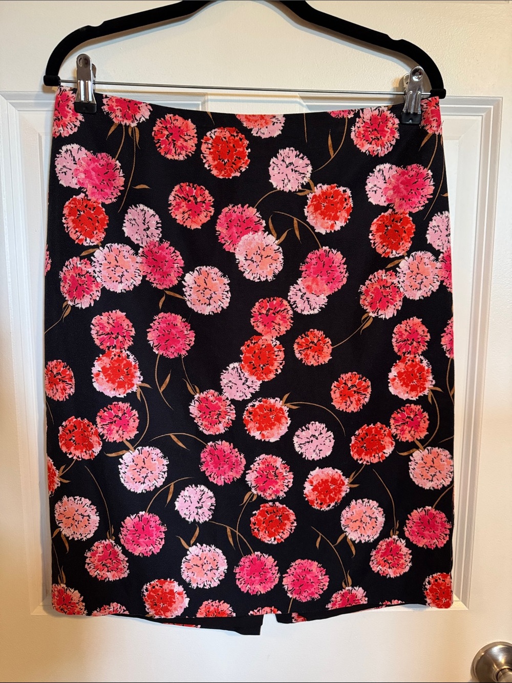 Talbots Black Pencil Skirt with Pink & Red Floral Print